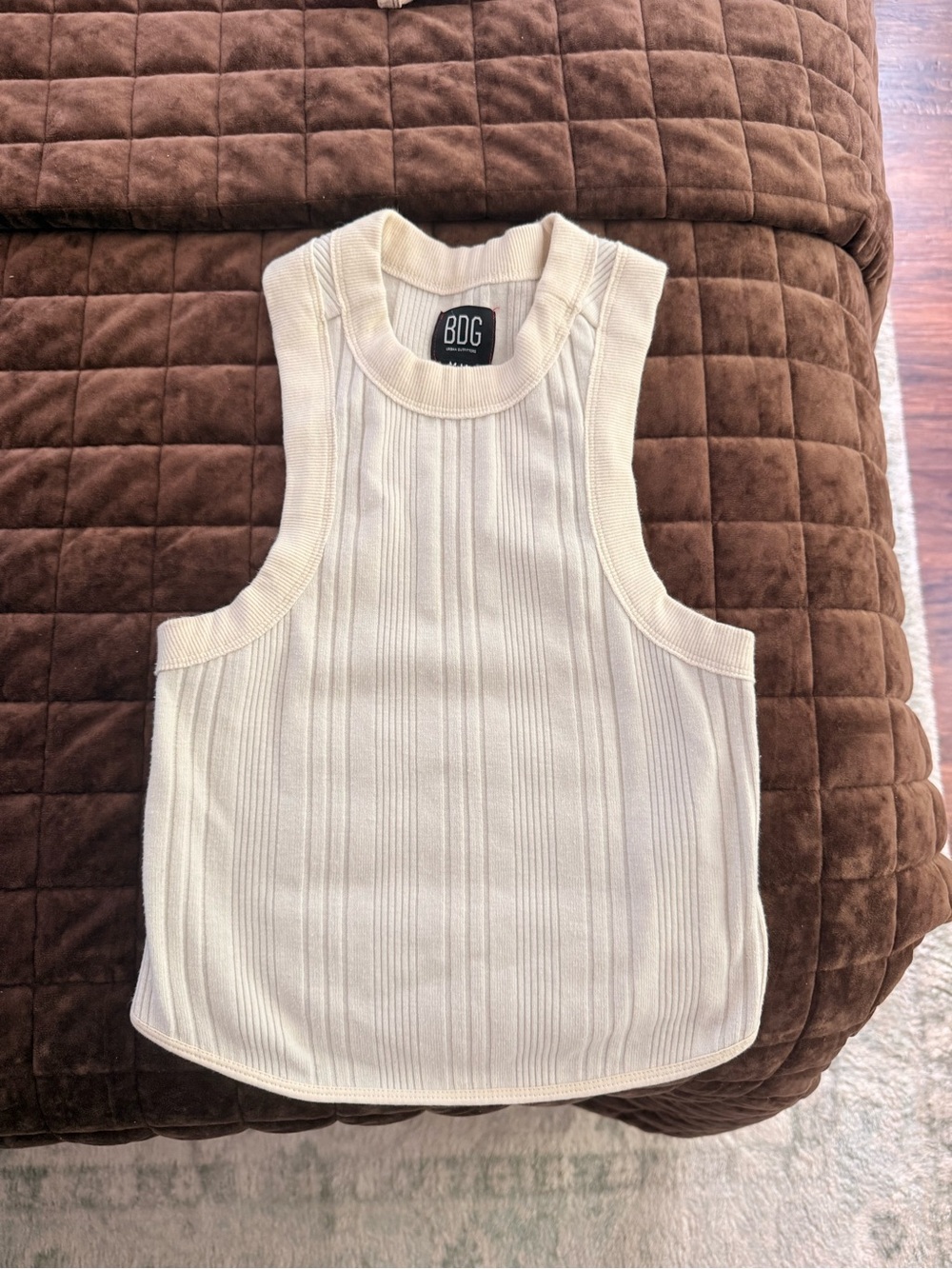 BDG Ivory Ribbed Tank Top